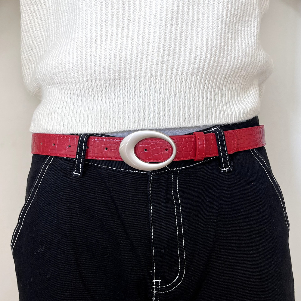 Y2k 2000s classic snakeskin red & silver boho belt